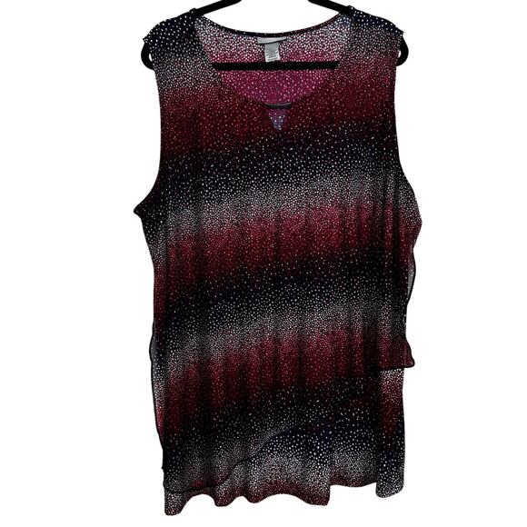 Catherines Red White Blue Polka Dot Patterned Layered Tank Top Size 3X 26/28W - Picture 1 of 6